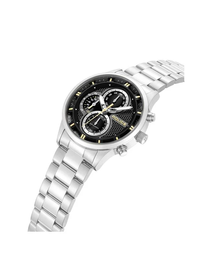 بوليس Levuka Black Dial Stainless Steel Bracelet Chronograph Watch for Men, 43.5mm